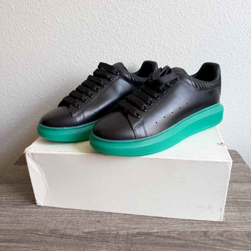 Alexander McQueen Men's Oversized Lace Up Sneakers Black Green Men’s Size 45